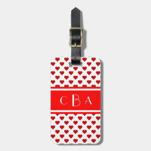 Polka Hearts Monogrammed Bagagebricka