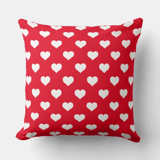 Polka Hearts Red Dekorativ kudde (Framsida)