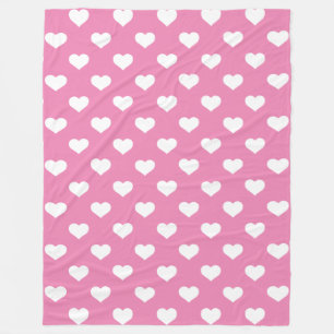 Polka Hearts Rosa Fleece Blanket