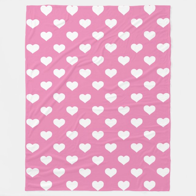 Polka Hearts Rosa Fleece Blanket (Framsidan)