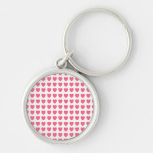 Polka Hearts Rund Silverfärgad Nyckelring