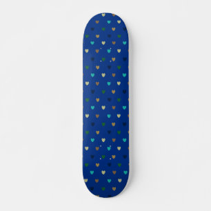 Polka-hjärtan i blåshader mini skateboard bräda 18,5 cm