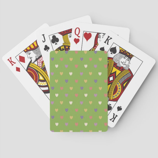 Polka-hjärtan om grön grönt casinokort (Baksidan)