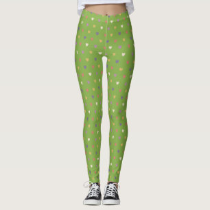 Polka-hjärtan om grön grönt leggings