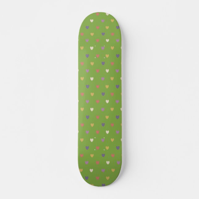 Polka-hjärtan om grön grönt mini skateboard bräda 18,5 cm (Framsida)