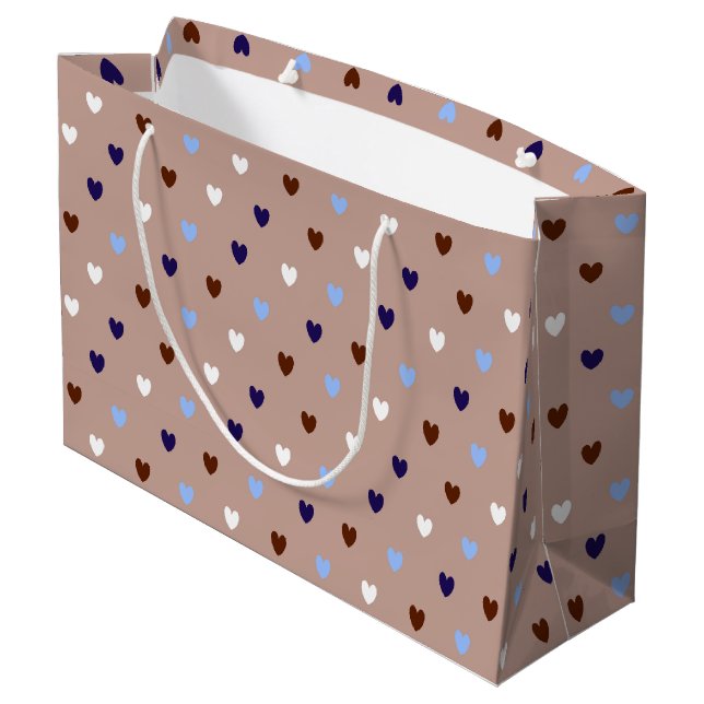Polka-hjärtan på blek brun (Baksidan Vinklad)
