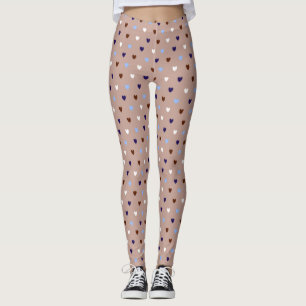 Polka-hjärtan på blek brun leggings