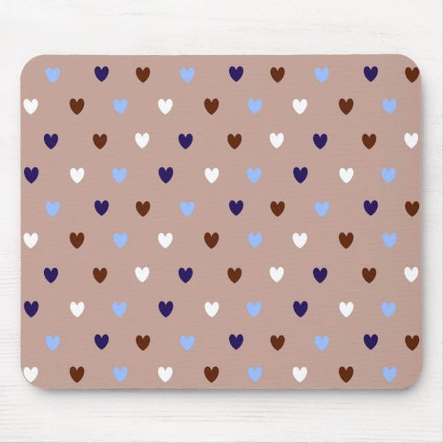 Polka-hjärtan på blek brun musmatta (Framsidan)