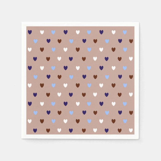 Polka-hjärtan på blek brun pappersservett (Framsidan)