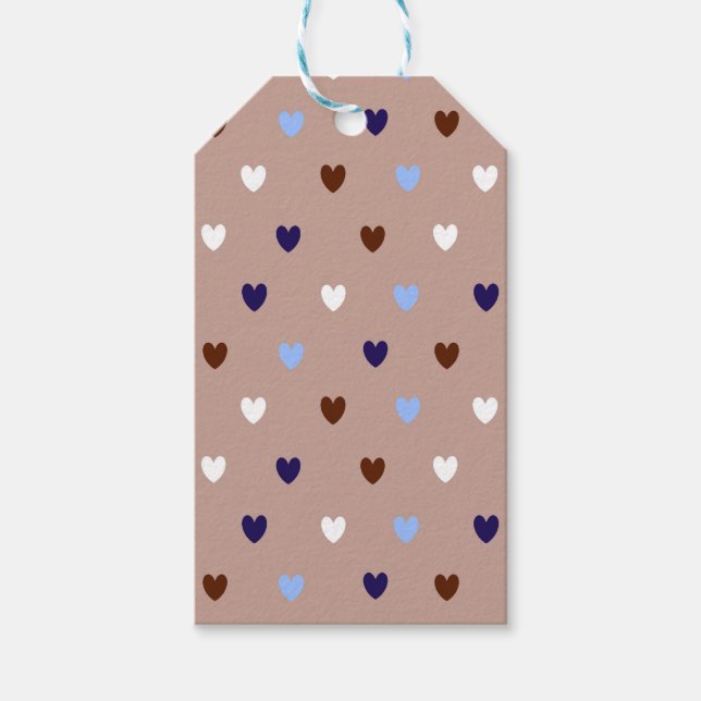 Polka-hjärtan på blek brun presentetikett (Framsidan)