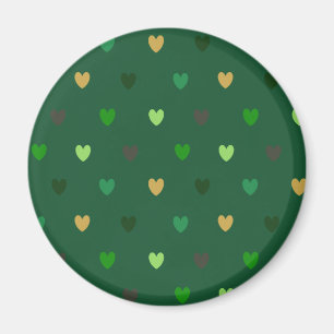 Polka-hjärtan på grönt av skogar magnet