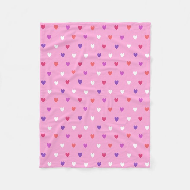 Polka-hjärtan på rosa fleecefilt (Framsidan)