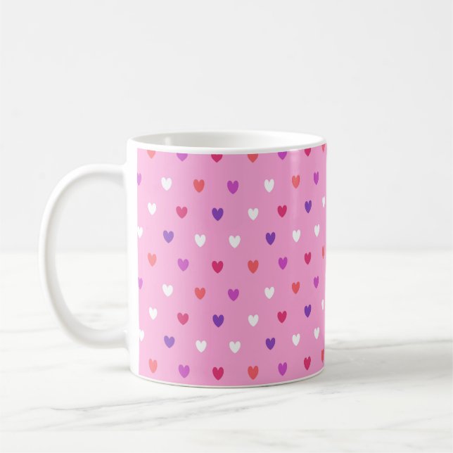 Polka-hjärtan på rosa kaffemugg (Vänster)