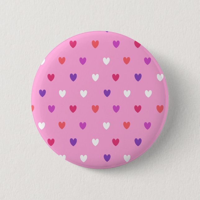 Polka-hjärtan på rosa knapp (Framsida)