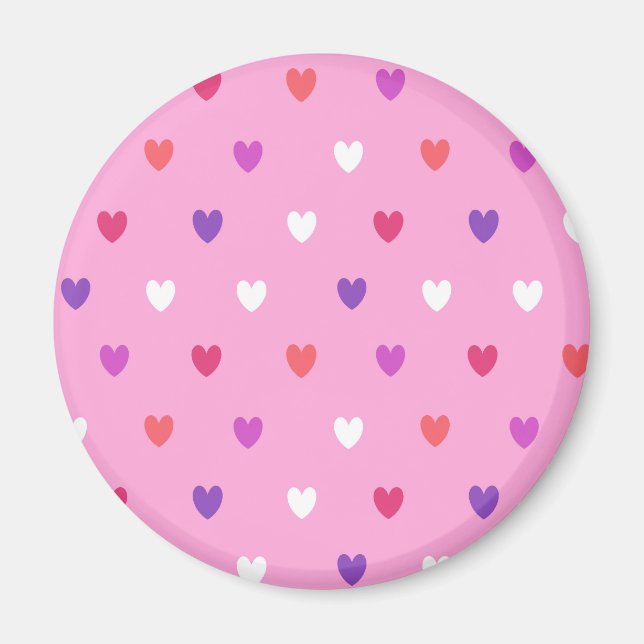 Polka-hjärtan på rosa magnet (Framsidan)