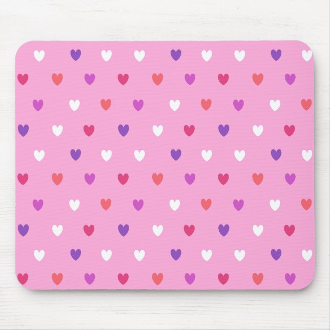 Polka-hjärtan på rosa musmatta (Framsidan)