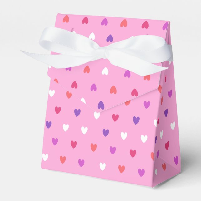 Polka-hjärtan på rosa presentaskar (Framsidan Sidan)