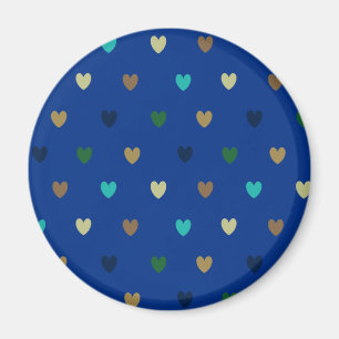 Polka-hjärter i påfågelblå nyanser magnet