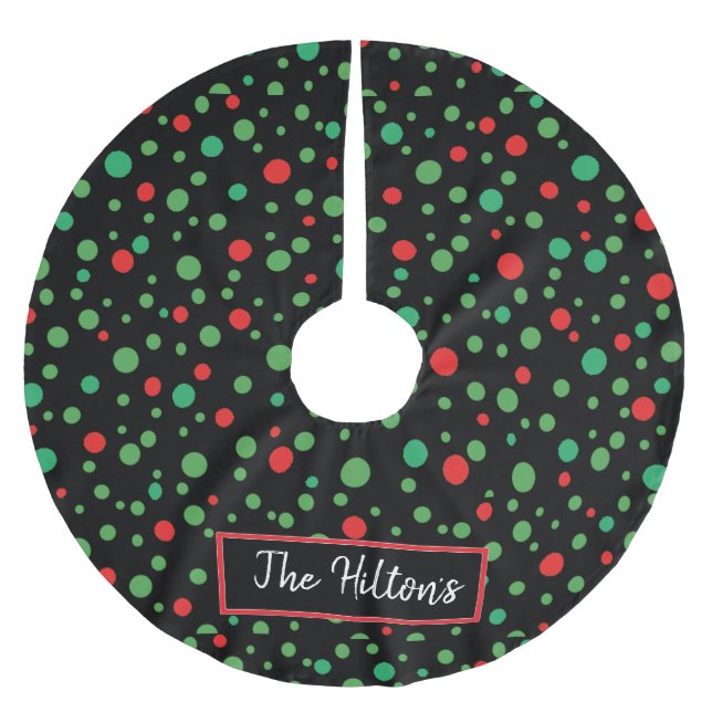 Polka-Personligen Dot-julskalet Julgransmatta Borstad Polyester (Framsidan)