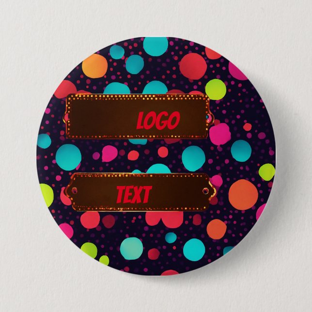 Polka prick neon färg illustration logotyp knapp (Framsida)
