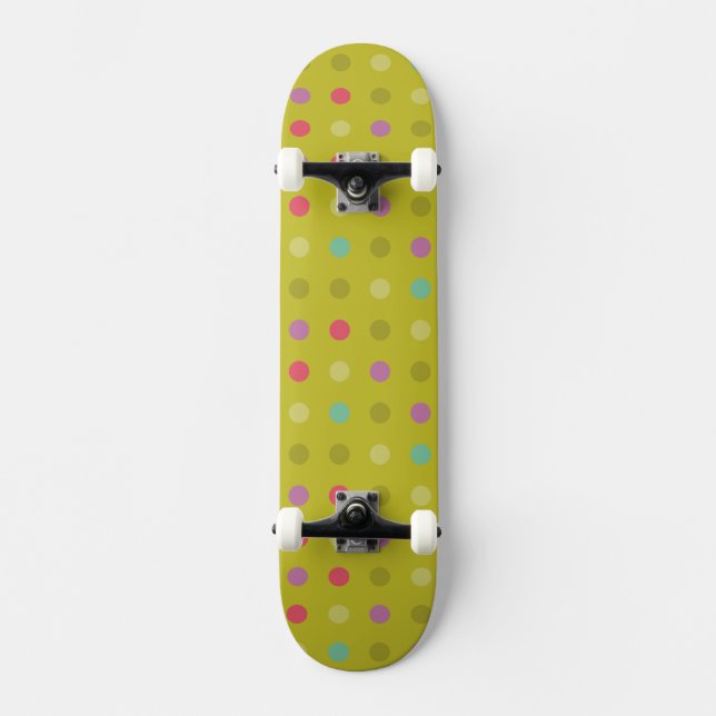 Polka-pricka bakgrundsmönster skateboard bräda 20,5 cm (Framsida)