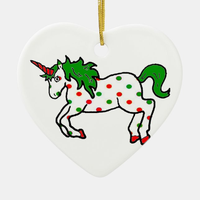 Polka-pricka Unicornament Julgransprydnad Keramik (Framsidan)