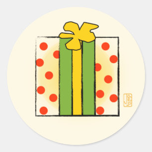 Polka-prickad Mod Gift Box-sticker Runt Klistermärke