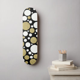 Polka Prickar Guld Mönster Mini Skateboard Bräda 18,5 Cm