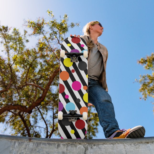 Polka Prickar Och Randiga Mini Skateboard Bräda 18,5 Cm (Utomhus 1)