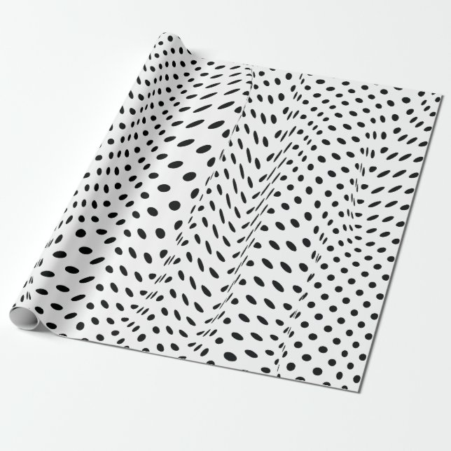 Polka Prickar - Ur sorts Presentpapper (Utrullad)