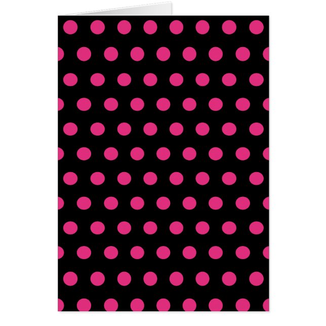 Polka-prickhälsningskort (Black & Neon Rosa) Hälsningskort (Framsidan)