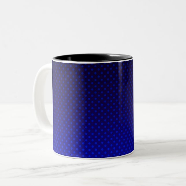 Polka prickig gradient marin svart färger mörkt tr Två-Tonad mugg (Framsida vänster)