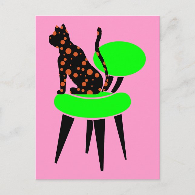Polka-prickkatt på ordförande - Abstrakt pop Art Vykort (Framsida)