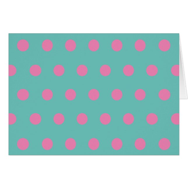 Polka-prickkort (Aqua & Rosa) Hälsningskort (Framsidan Horizontal)