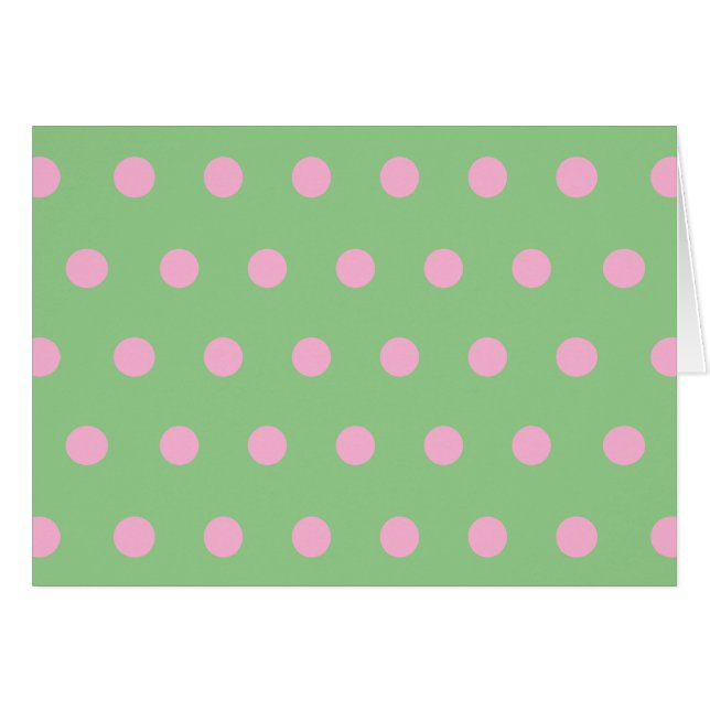 Polka-prickkort (Grönt och pastellRosa) Hälsningskort (Framsidan Horizontal)