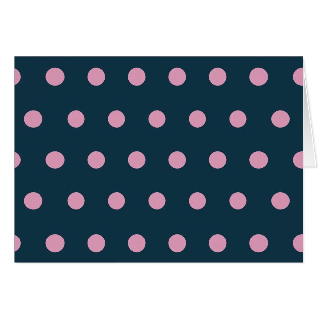 Polka-prickkort (Midnight Blue & Soft Rosa) Hälsningskort (Framsidan Horizontal)