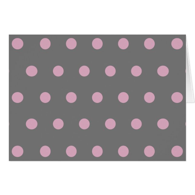 Polka-prickkort (Mörk Grått och mjuk Rosa) Hälsningskort (Framsidan Horizontal)