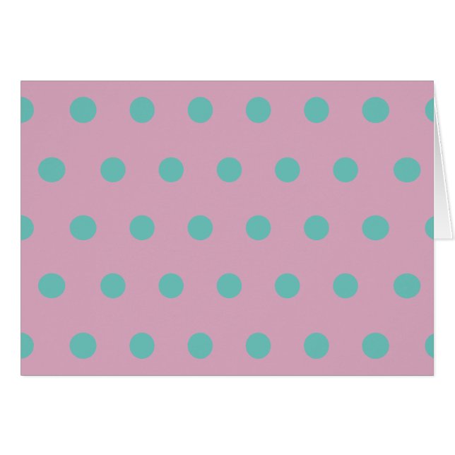 Polka-prickkort (Rosa & Aqua) Hälsningskort (Framsidan Horizontal)