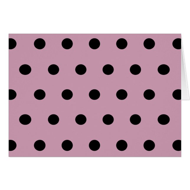 Polka-prickkort (Rosa och svart) Hälsningskort (Framsidan Horizontal)