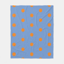 Polka-prickning (Denim Blue & Orange) Fleecefilt