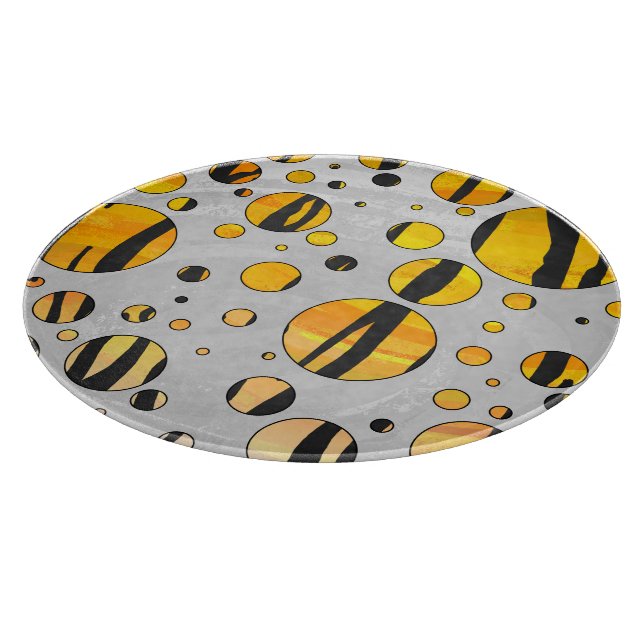Polka - pricktiger, svart och Orange Skriv ut (Hörn)