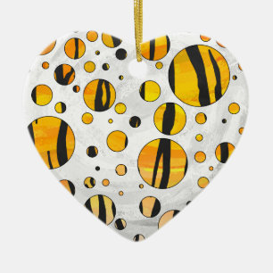 Polka - pricktiger, svart och Orange Skriv ut Julgransprydnad Keramik