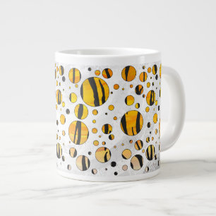 Polka - pricktiger, svart och Orange Skriv ut Jumbo Mugg