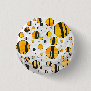 Polka - pricktiger, svart och Orange Skriv ut Knapp