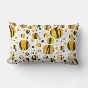 Polka - pricktiger, svart och Orange Skriv ut Lumbarkudde