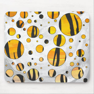 Polka - pricktiger, svart och Orange Skriv ut Musmatta