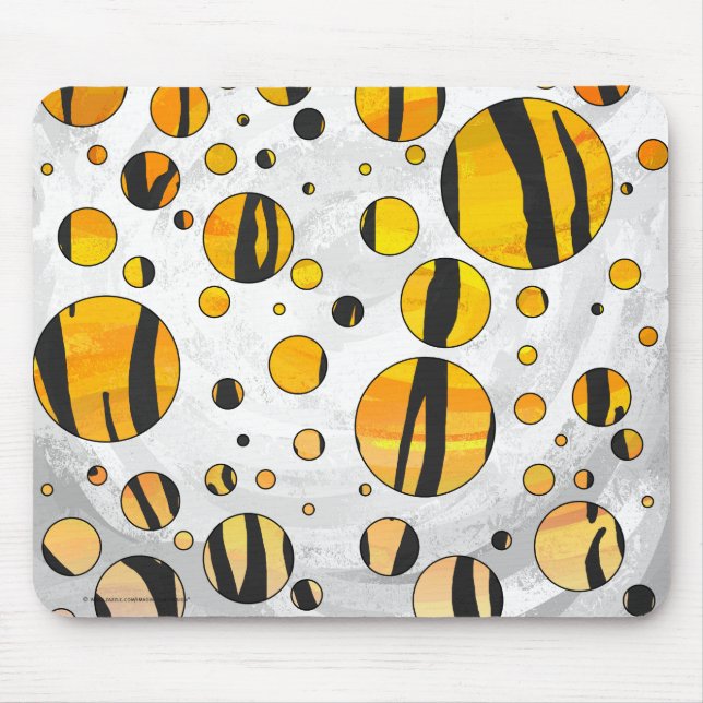 Polka - pricktiger, svart och Orange Skriv ut Musmatta (Framsidan)