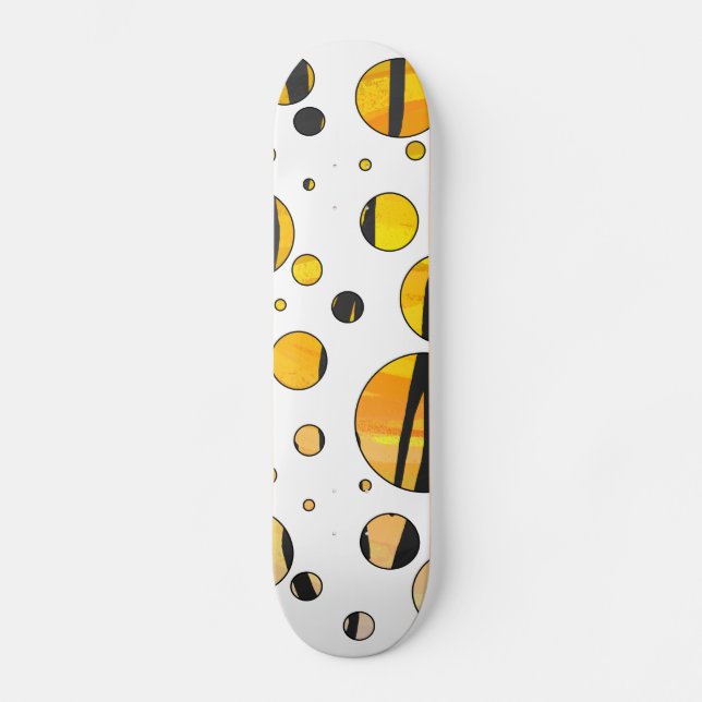 Polka - pricktiger, svart och Orange Skriv ut Skateboard Bräda 20,5 Cm (Framsida)