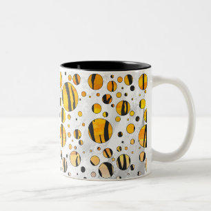 Polka - pricktiger, svart och Orange Skriv ut Två-Tonad Mugg