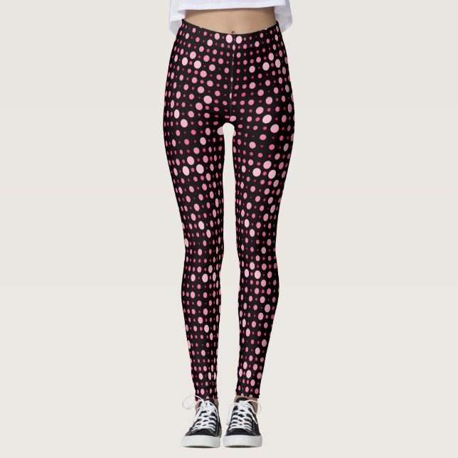 Polka punkt 01.Rosa Black BG Leggings (Framsida)